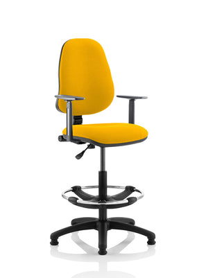 Eclipse Plus I Lever Task Operator Chair Senna Yellow Fully Bespoke Colour With Height Adjustable Arms with High Rise Draughtsman Kit Image 3