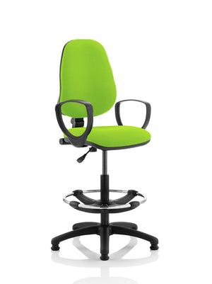 Eclipse Plus I Lever Task Operator Chair Myrrh Green Fully Bespoke Colour With Loop Arms with High Rise Draughtsman Kit Image 2