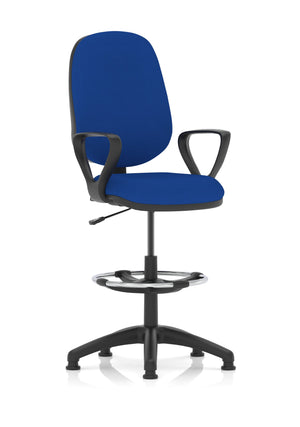 Eclipse Plus I Lever Task Operator Chair Stevia Blue Fully Bespoke Colour With Loop Arms with High Rise Draughtsman Kit Image 3
