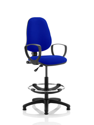 Eclipse Plus I Lever Task Operator Chair Stevia Blue Fully Bespoke Colour With Loop Arms with High Rise Draughtsman Kit Image 2