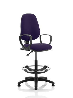 Eclipse Plus I Lever Task Operator Chair Tansy Purple Fully Bespoke Colour With Loop Arms with High Rise Draughtsman Kit Image 2