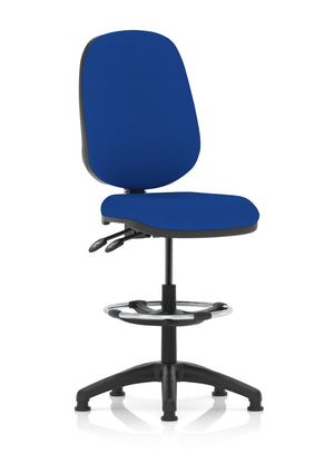 Eclipse Plus II Lever Task Operator Chair Stevia Blue Fully Bespoke Colour With High Rise Draughtsman Kit