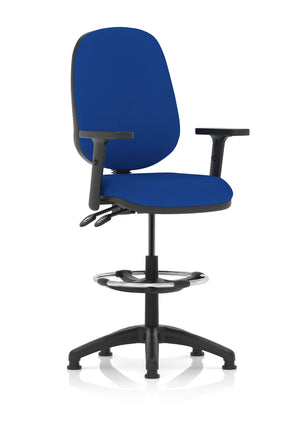 Eclipse Plus II Lever Task Operator Chair Stevia Blue Fully Bespoke Colour With Height Adjustable Arms With High Rise Draughtsman Kit Image 2