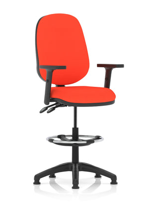 Eclipse Plus II Lever Task Operator Chair Tabasco Orange Fully Bespoke Colour With Height Adjustable Arms With High Rise Draughtsman Kit Image 2