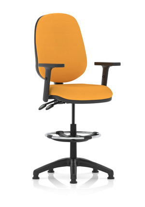 Eclipse Plus II Lever Task Operator Chair Senna Yellow Fully Bespoke Colour With Height Adjustable Arms With High Rise Draughtsman Kit Image 2