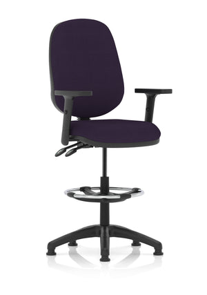 Eclipse Plus II Lever Task Operator Chair Tansy Purple Fully Bespoke Colour With Height Adjustable Arms With High Rise Draughtsman Kit Image 2