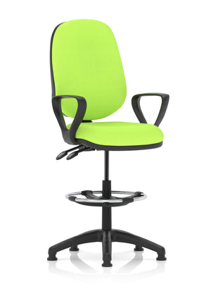 Eclipse Plus II Lever Task Operator Chair Myrrh Green Fully Bespoke Colour With Loop Arms With High Rise Draughtsman Kit Image 2