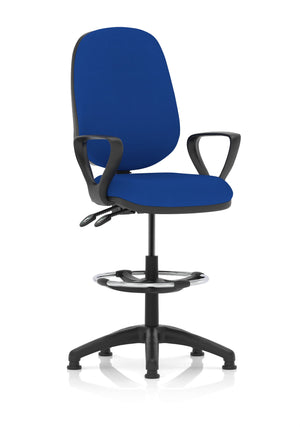 Eclipse Plus II Lever Task Operator Chair Stevia Blue Fully Bespoke Colour With Loop Arms With High Rise Draughtsman Kit Image 2