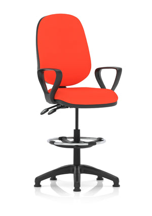 Eclipse Plus II Lever Task Operator Chair Tabasco Orange Fully Bespoke Colour With Loop Arms With High Rise Draughtsman Kit Image 2