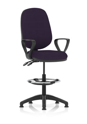 Eclipse Plus II Lever Task Operator Chair Tansy Purple Fully Bespoke Colour With Loop Arms With High Rise Draughtsman Kit Image 2