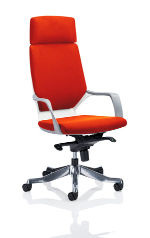 Xenon Executive White Shell High Back With Headrest Fully Bespoke Colour Tabasco Orange Image 2