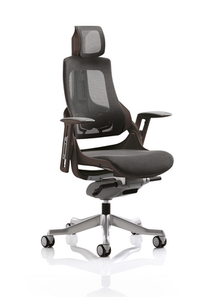 Zure Executive Chair Black Shell Charcoal Mesh And Headrest Image 2