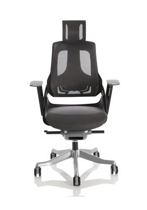 Zure Executive Chair Black Shell Charcoal Mesh And Headrest Image 3