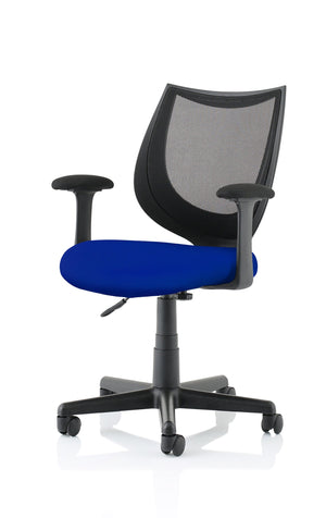Camden Black Mesh Chair in Bespoke Seat Stevia Blue Image 2