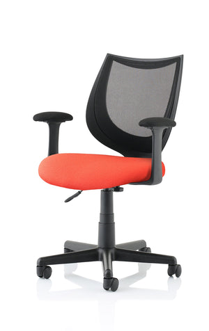 Camden Black Mesh Chair in Bespoke Seat Tabasco Orange Image 2