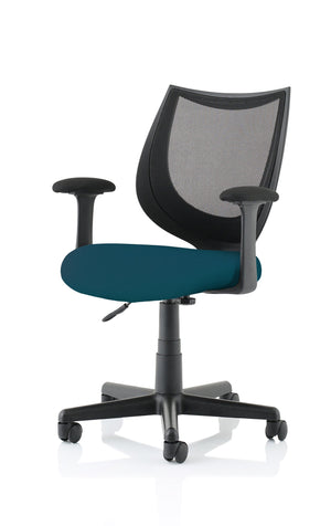 Camden Black Mesh Chair in Bespoke Seat Maringa Teal Image 2