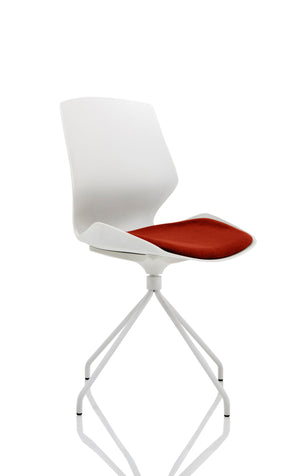 Florence Spindle White Frame Visitor Chair in Bespoke Seat Ginseng Chilli Image 2