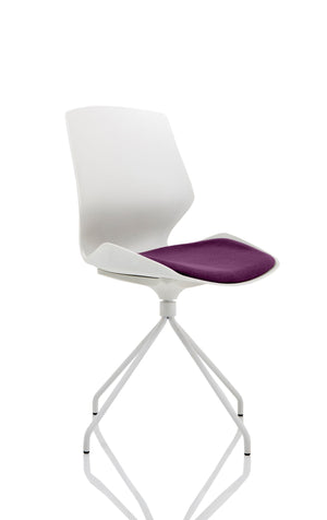 Florence Spindle White Frame Visitor Chair in Bespoke Seat Tansy Purple Image 2