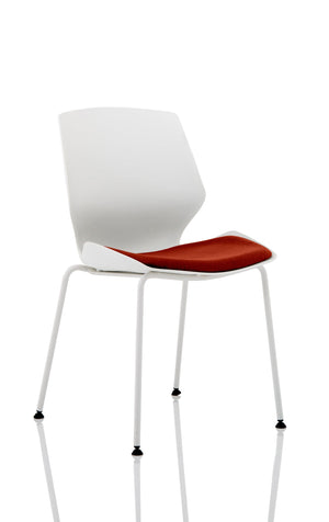 Florence White Frame Visitor Chair in Bespoke Seat Ginseng Chilli Image 2