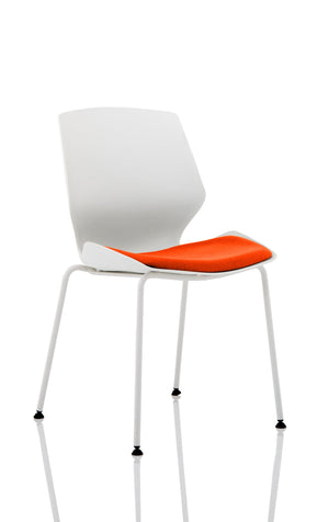 Florence White Frame Visitor Chair in Bespoke Seat Tabasco Orange Image 2