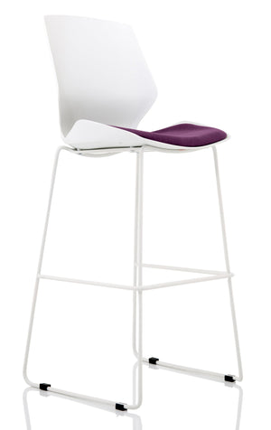 Florence White Frame High Stool in Bespoke Seat Tansy Purple Image 2