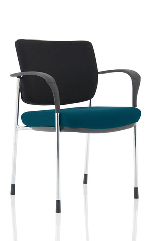 Brunswick Deluxe Black Fabric Back Chrome Frame Bespoke Colour Seat Maringa Teal With Arms Image 2
