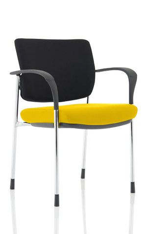 Brunswick Deluxe Black Fabric Back Chrome Frame Bespoke Colour Seat Senna Yellow With Arms Image 2