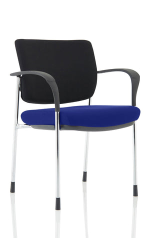 Brunswick Deluxe Black Fabric Back Chrome Frame Bespoke Colour Seat Stevia Blue With Arms Image 3