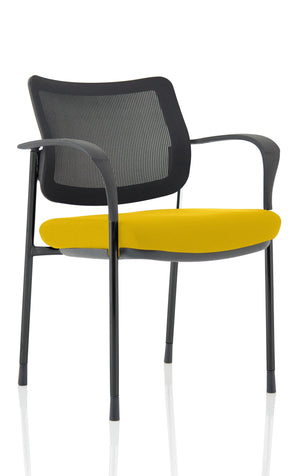 Brunswick Deluxe Mesh Back Black Frame Bespoke Colour Seat Senna Yellow With Arms Image 2