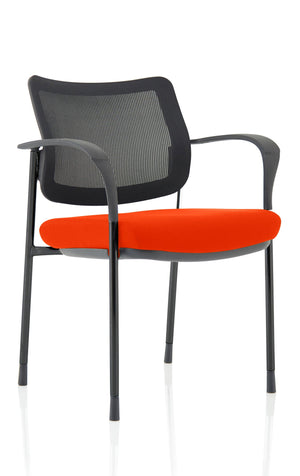 Brunswick Deluxe Mesh Back Black Frame Bespoke Colour Seat Tabasco Orange With Arms Image 2