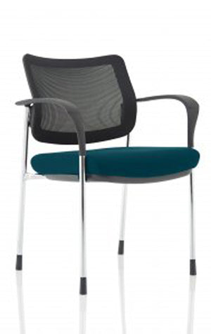 Brunswick Deluxe Mesh Back Chrome Frame Bespoke Colour Seat Maringa Teal With Arms Image 2