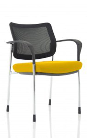 Brunswick Deluxe Mesh Back Chrome Frame Bespoke Colour Seat Senna Yellow With Arms Image 2