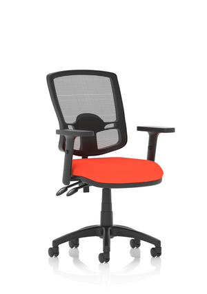 Eclipse Plus II Lever Task Operator Chair Mesh Back Deluxe With Bespoke Colour Seat in Tabasco Orange With Height Adjustable Arms Image 2