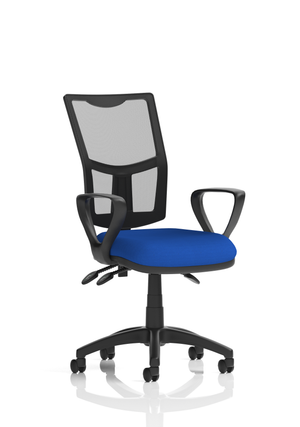 Eclipse Plus III Lever Task Operator Chair Mesh Back With Bespoke Colour Seat With Loop Arms In Stevia Blue Image 2