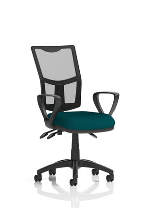 Eclipse Plus III Lever Task Operator Chair Mesh Back With Bespoke Colour Seat With Loop Arms In Maringa Teal Image 2