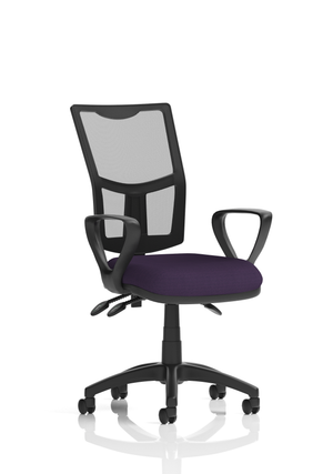 Eclipse Plus III Lever Task Operator Chair Mesh Back With Bespoke Colour Seat With Loop Arms In Tansy Purple Image 2