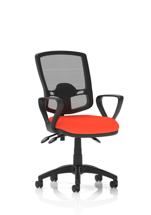 Eclipse Plus III Lever Task Operator Chair Deluxe Mesh Back With Bespoke Colour Seat With Loop Arms In Tabasco Orange