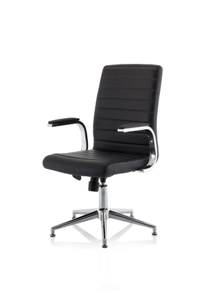Ezra Executive Black Leather Chair With Glides Image 4