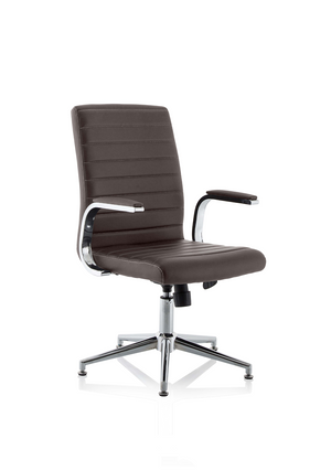 Ezra Executive Brown Leather Chair With Glides Image 2