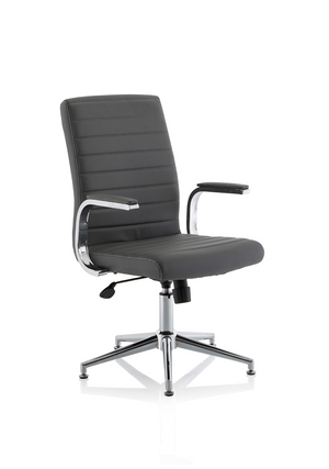 Ezra Executive Grey Leather Chair With Glides Image 2