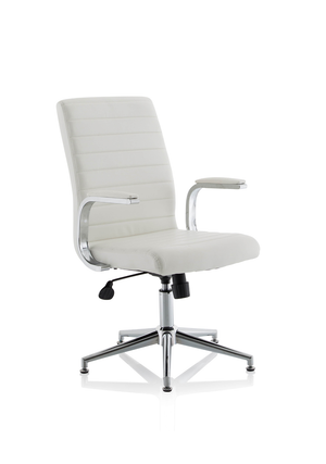 Ezra Executive White Leather Chair With Glides Image 9