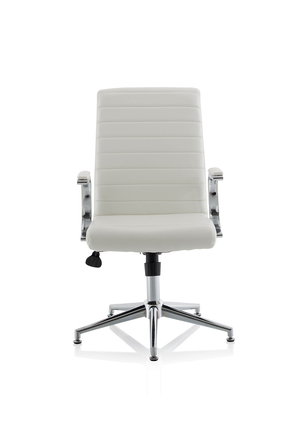 Ezra Executive White Leather Chair With Glides Image 10