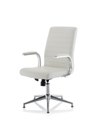 Ezra Executive White Leather Chair With Glides Image 4