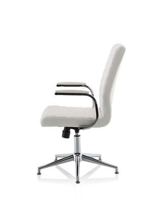 Ezra Executive White Leather Chair With Glides Image 12