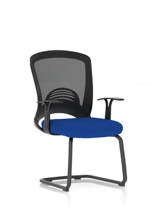 Astro Visitor Bespoke Fabric Seat Stevia Blue Cantilever Leg Mesh Chair