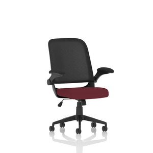 Crew Task Operator Bespoke Fabric Seat Ginseng Chilli Mesh Chair With Folding Arms