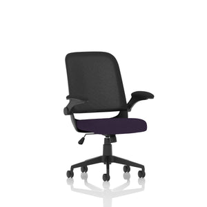 Crew Task Operator Bespoke Fabric Seat Tansy Purple Mesh Chair With Folding Arms