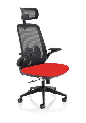 Sigma Executive Bespoke Fabric Seat Bergamot Cherry Mesh Chair With Folding Arms