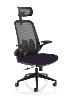 Sigma Executive Bespoke Fabric Seat Tansy Purple Mesh Chair With Folding Arms Image 2