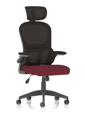 Iris Task Operator Black Mesh Back Bespoke Ginseng Chilli Fabric Seat With Headrest Image 2